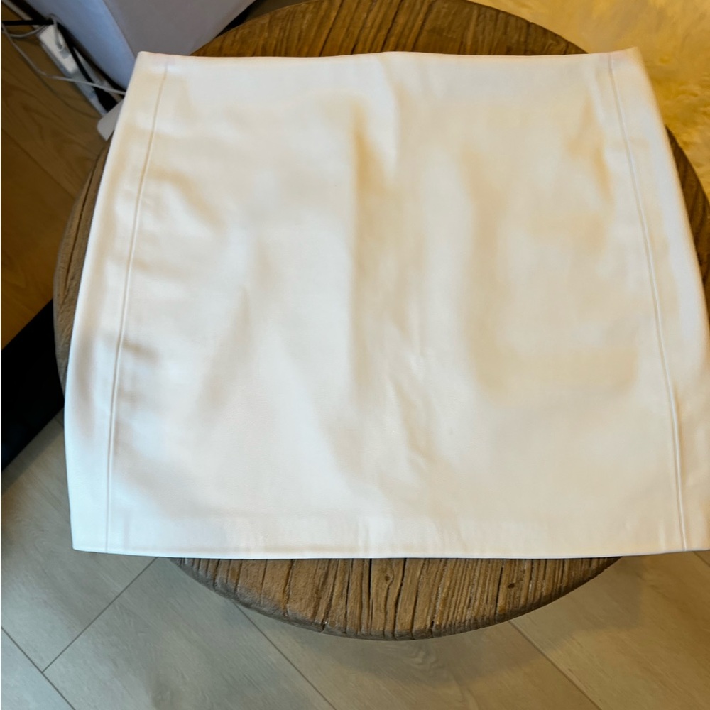 Enza Costa Off-White/Cream Faux Leather Mini Skirt